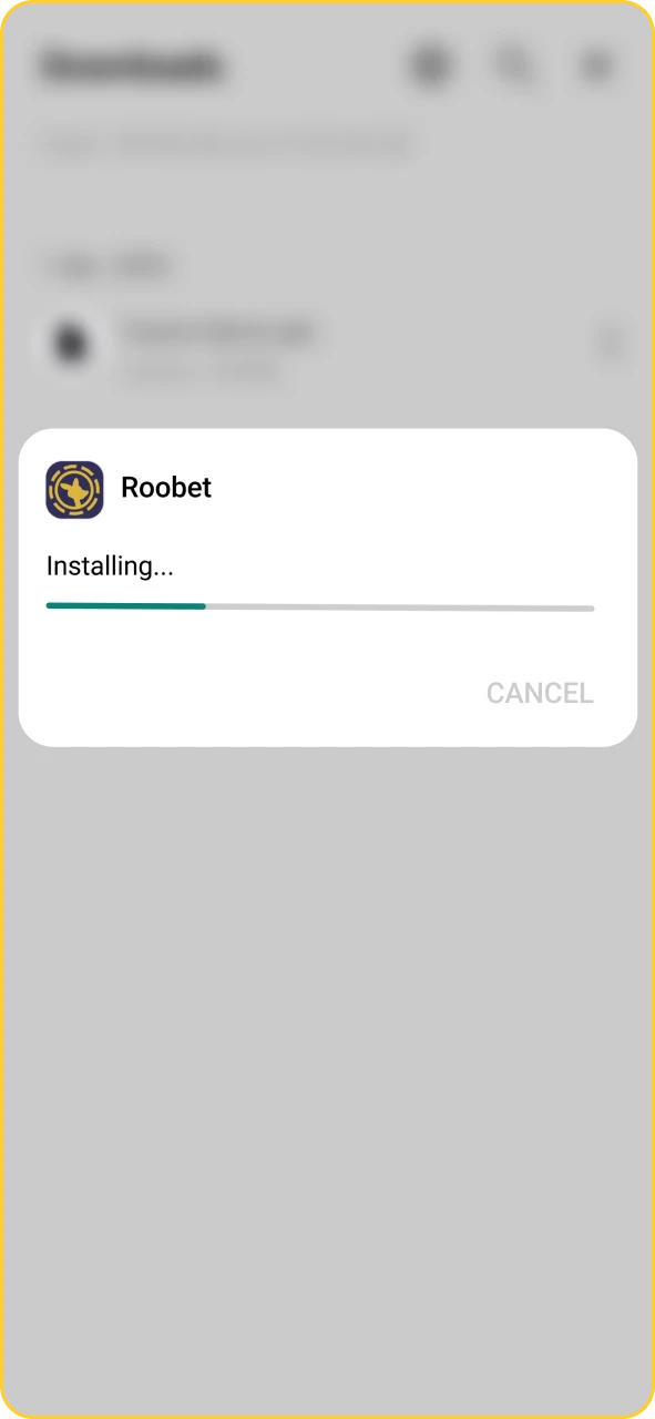 Android pop-up prompt asking to confirm Roobet app installation.
