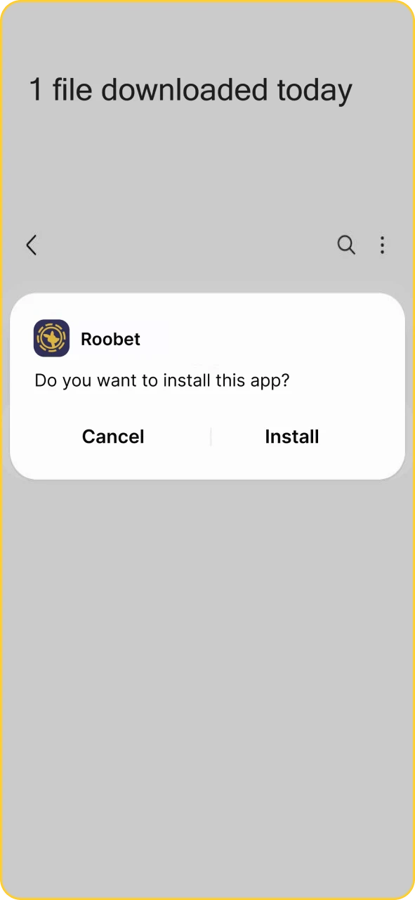 Downloaded Roobet APK package in the Android file manager.