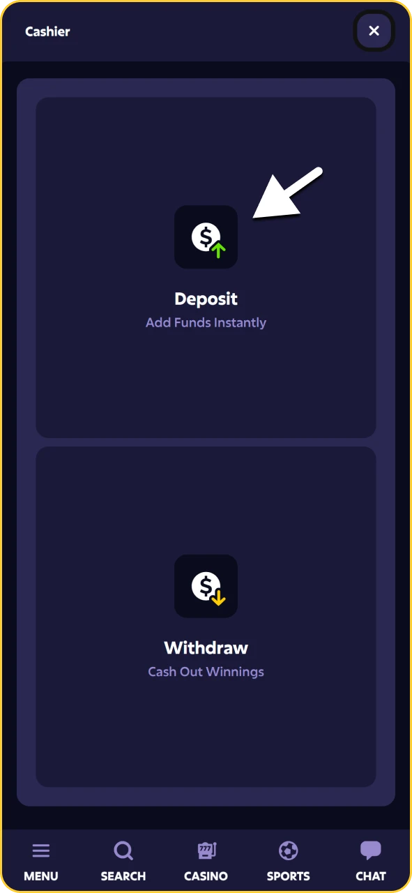 Roobet cashier screen for adding funds to place basketball bets.