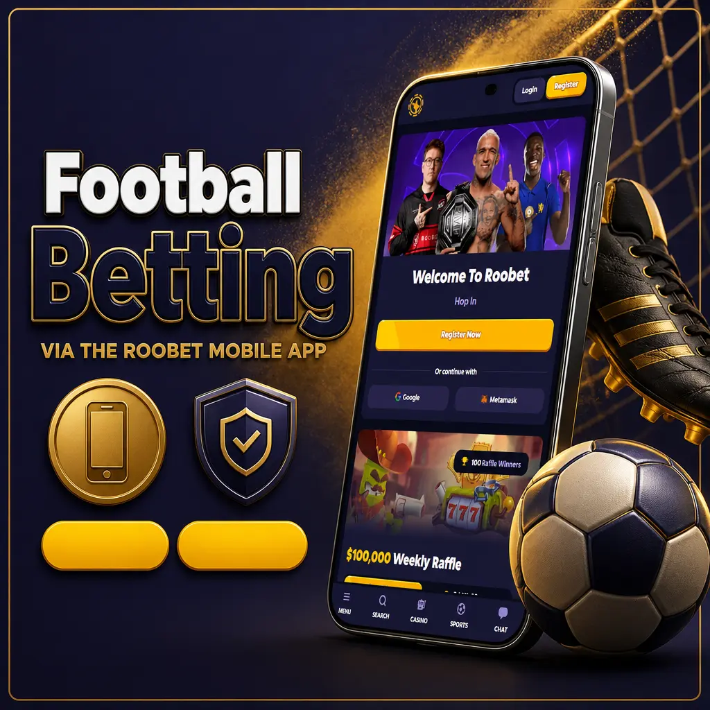 Roobet mobile app football betting screen showing pre-match and live match tabs with bet slip and INR stake entry
