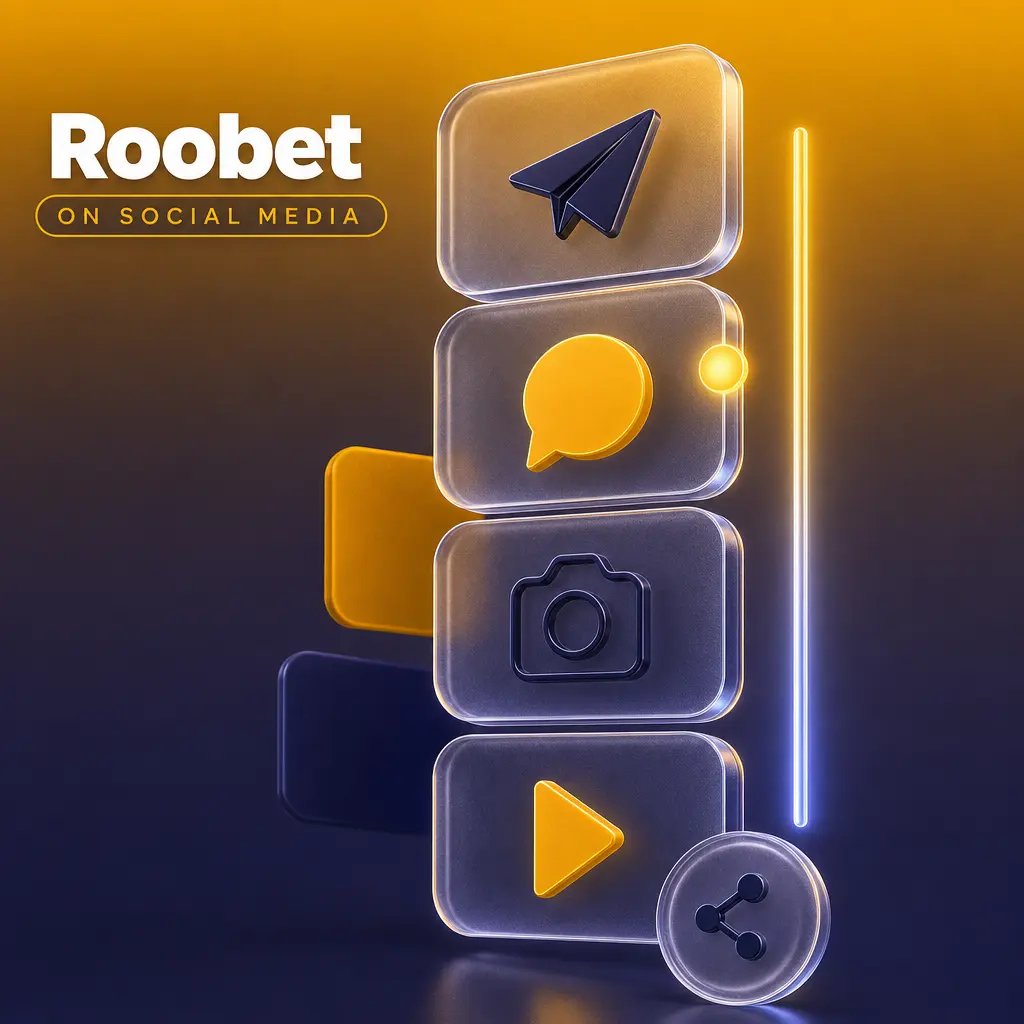 Roobet social media channels: X, Discord, Instagram, and YouTube for bonuses, odds, promos, and community updates.