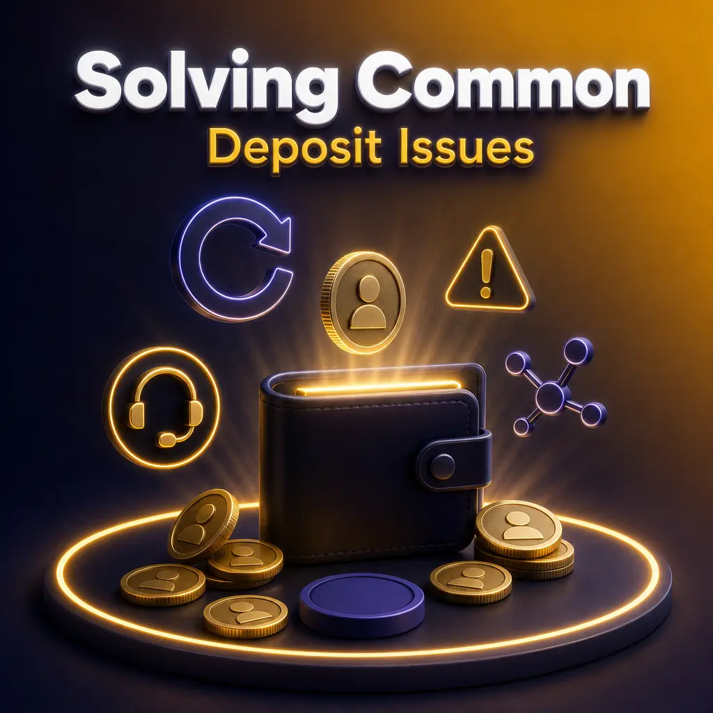 Guide to solving common crypto deposit issues like pending transactions, wrong network selection, and delayed balance updates